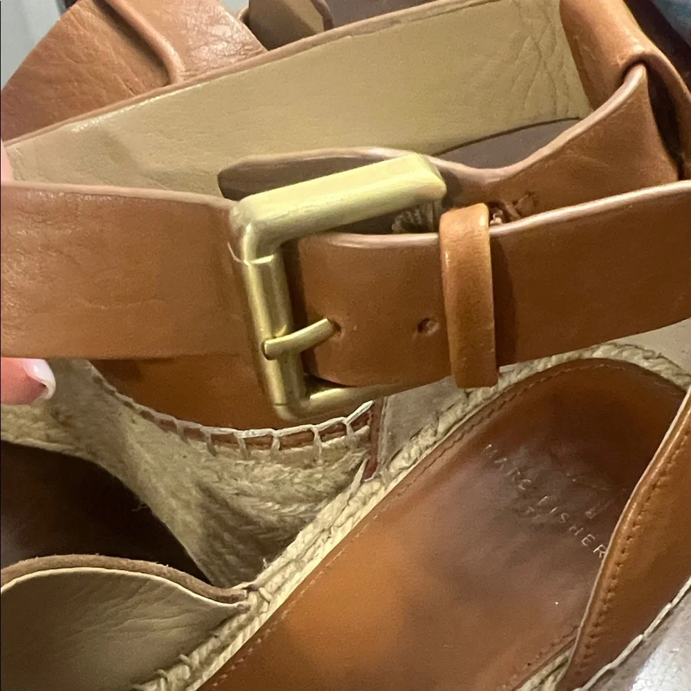 Marc Fisher Tan Suede Espadrille Wedge Sandals